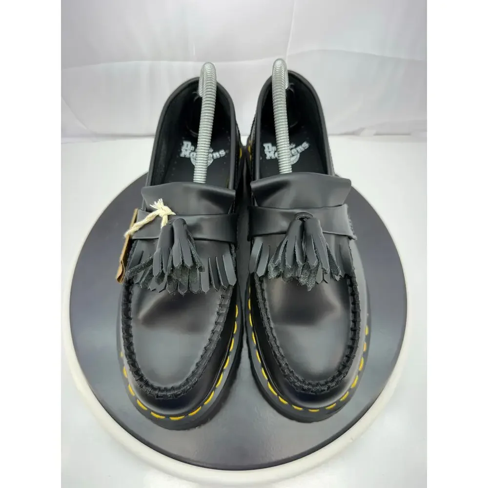 Dr. Martens Adrian Quad Womens Size 5 Black Leather Platform Tassel Loafers Goth